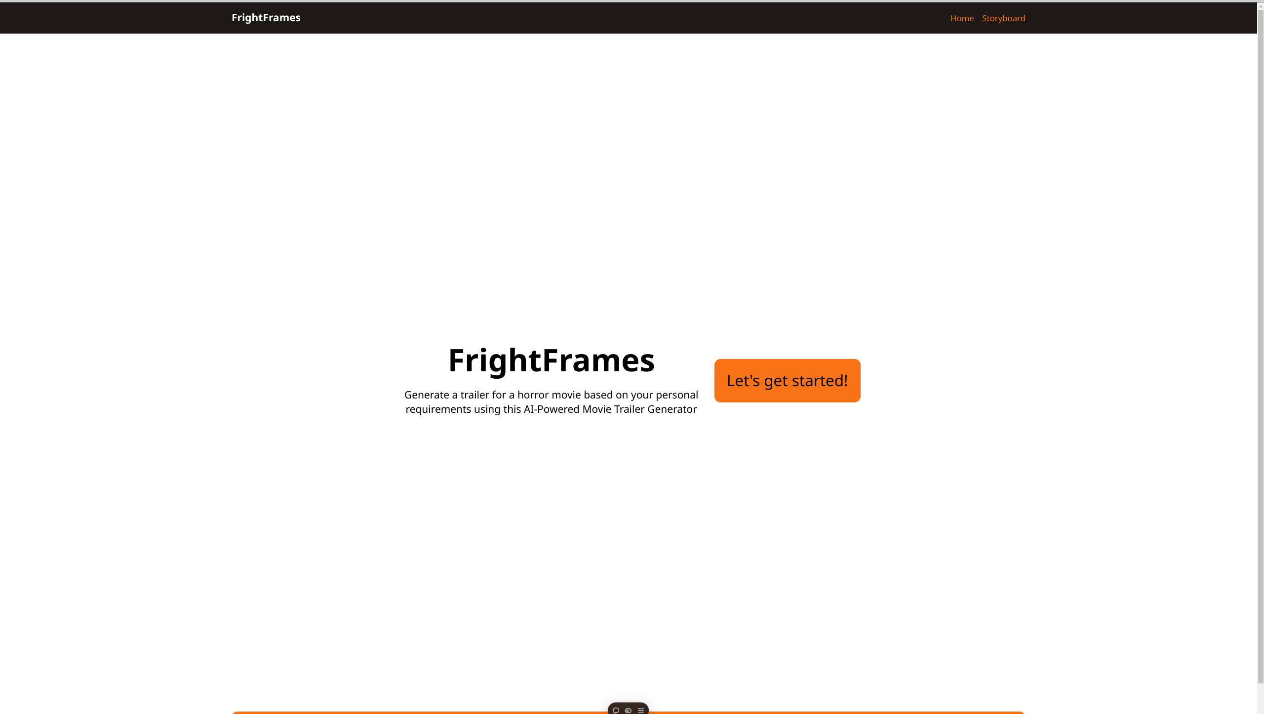 Front Page of FrightFrames project, submission for Cerebral Beach Hacks 2024